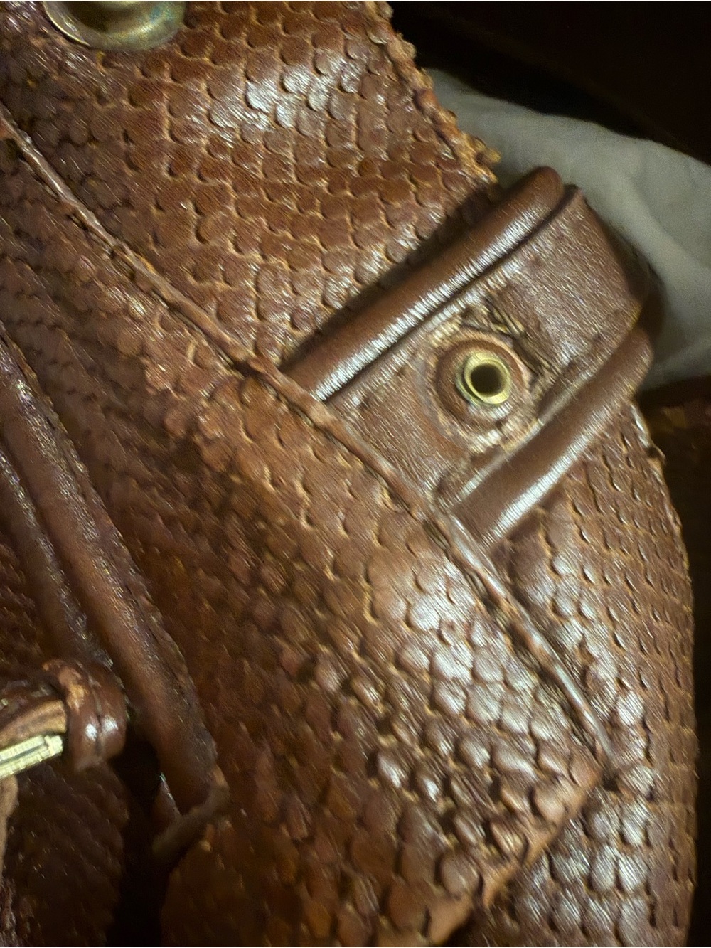 $920 Jerome Dreyfuss Billy Classic Brown snakeskin Satchel Handbag - Picture 11 of 14